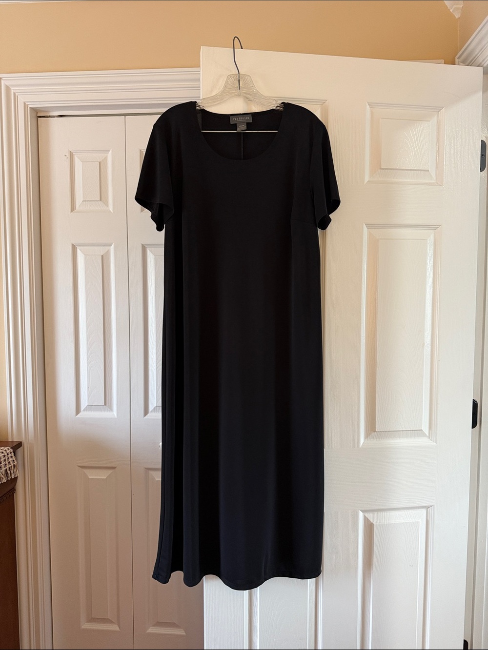 Van Heusen Black Midi Dress with Short Sleeves